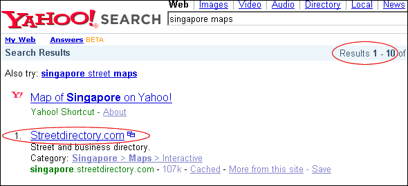 Yahoo Singapore Maps